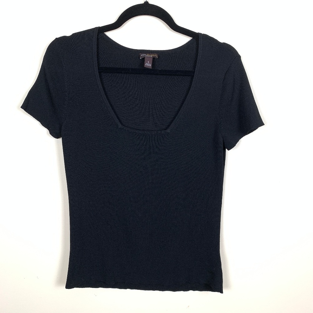 Dana Buchman Top Black Square Neck Small
